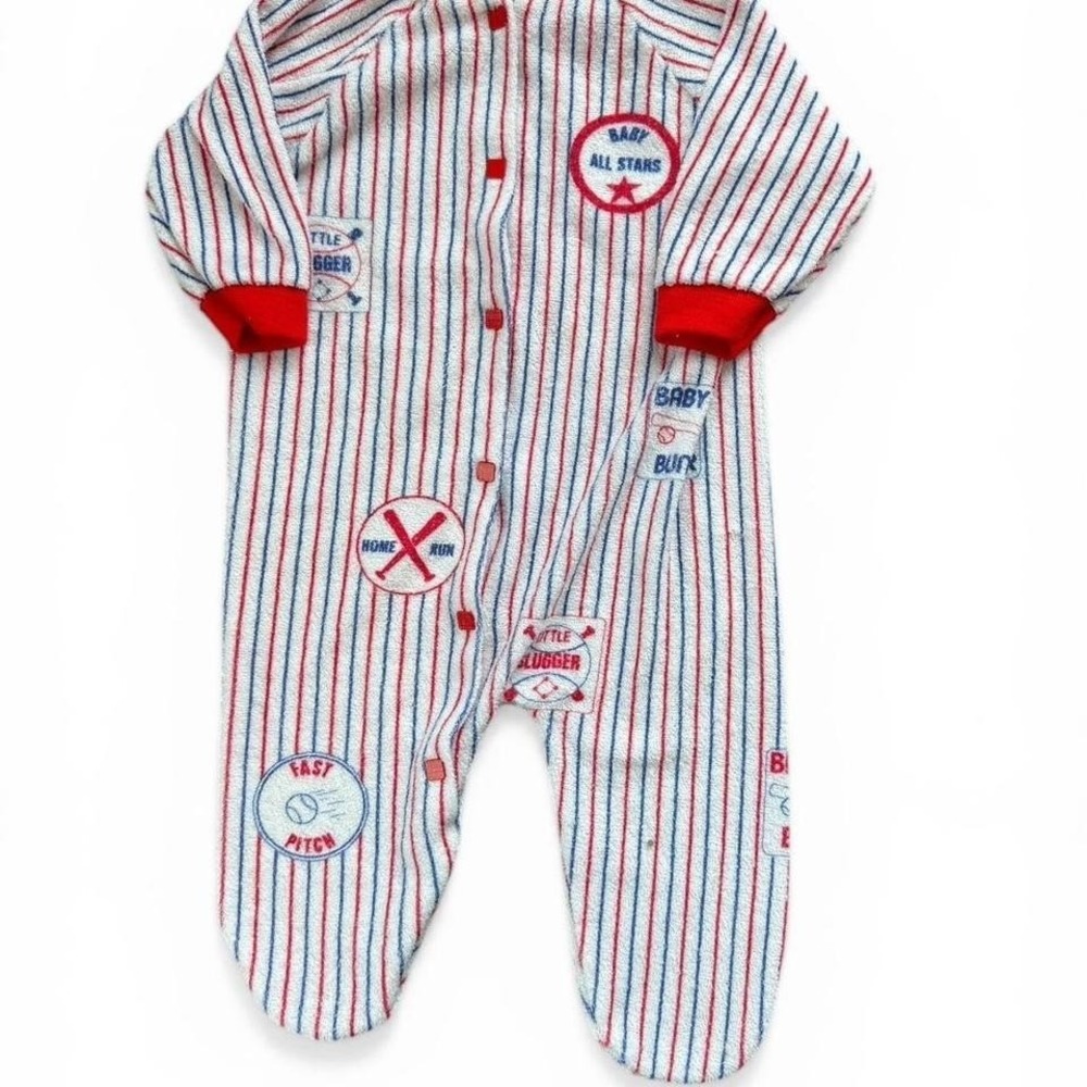 Vintage sportcore baby boys  pajamas baseball theme bundle - Picture 7 of 8